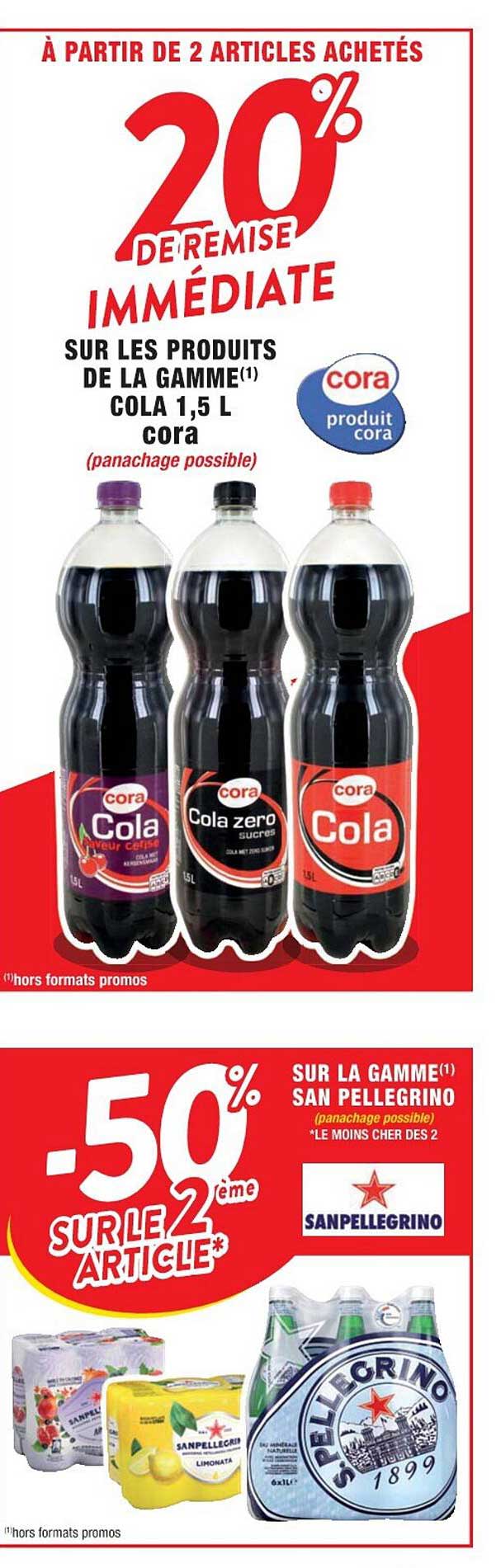 la gamme cola 1,5 l cora, la gamme san pellegrino