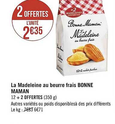 la madeleine au beurre frais bonne maman