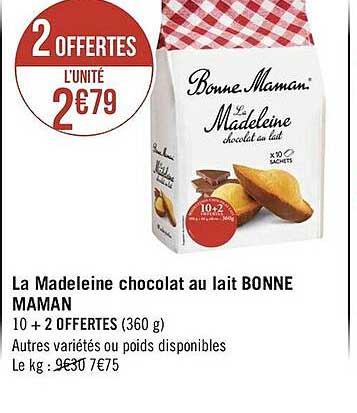 la madeleine chocolat au lait bonne maman