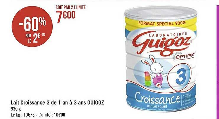 lait croissance 3 de 1 an à 3 ans guigoz
