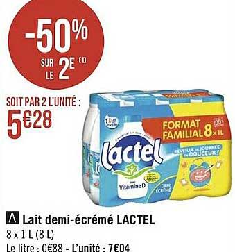 lait demi-écrémé lactel