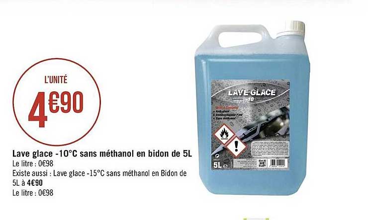 lave glace -10° c sans méthanol en bidon de 5 l