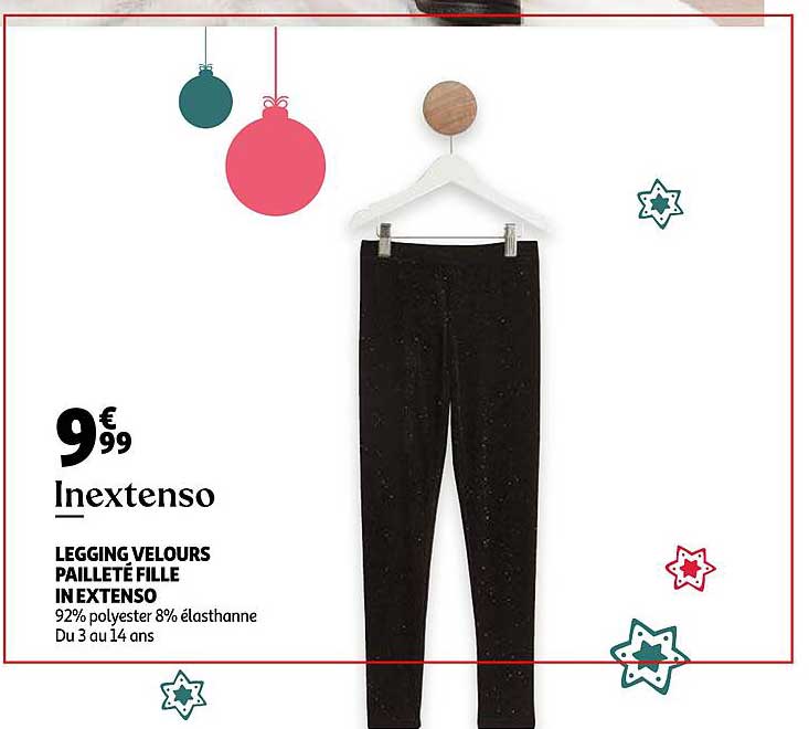 legging velours pailleté fille in extenso