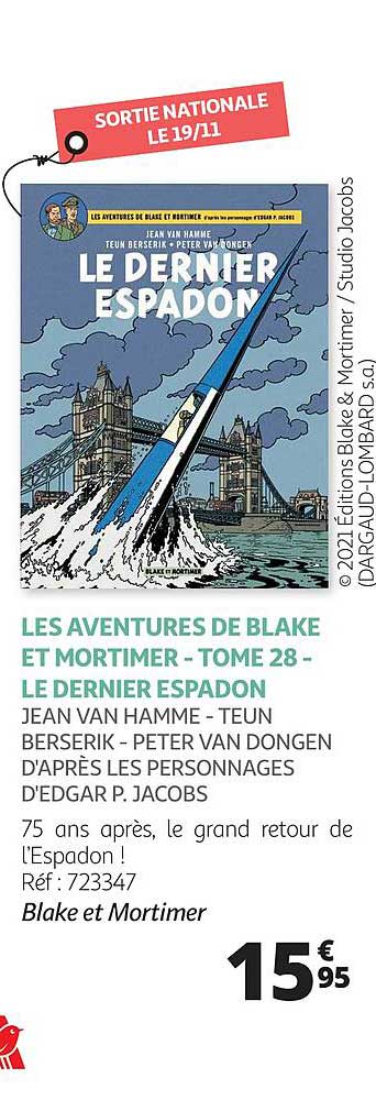 les aventures de blake et mortimer - tome 28 - le dernier espadon