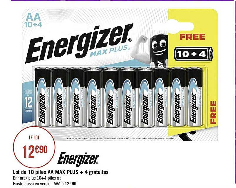 Lot De 10 Piles Aa Max Plus + 4 Gratuites Energizer