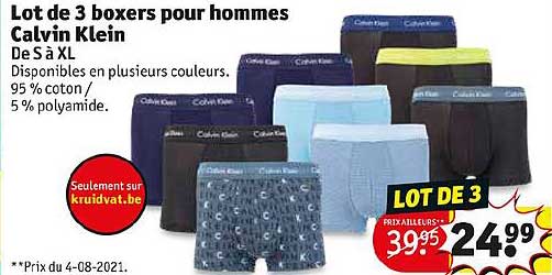 lot de 3 boxers por hommes calvin klein