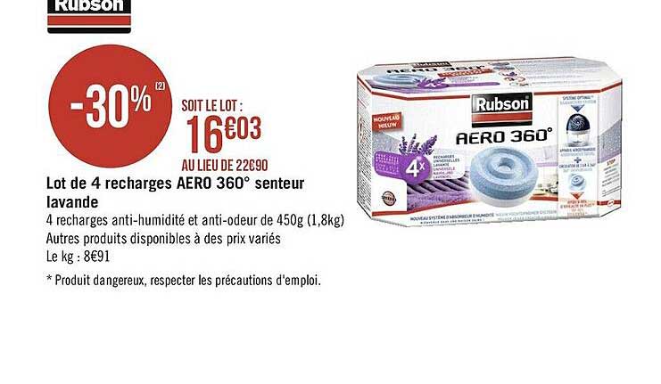 lot de 4 recharges aéro 360° senteur lavande