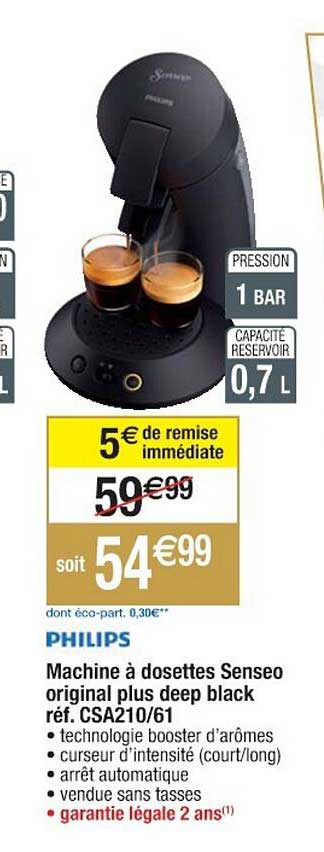 machine à dosettes senseo original plus deep black philips