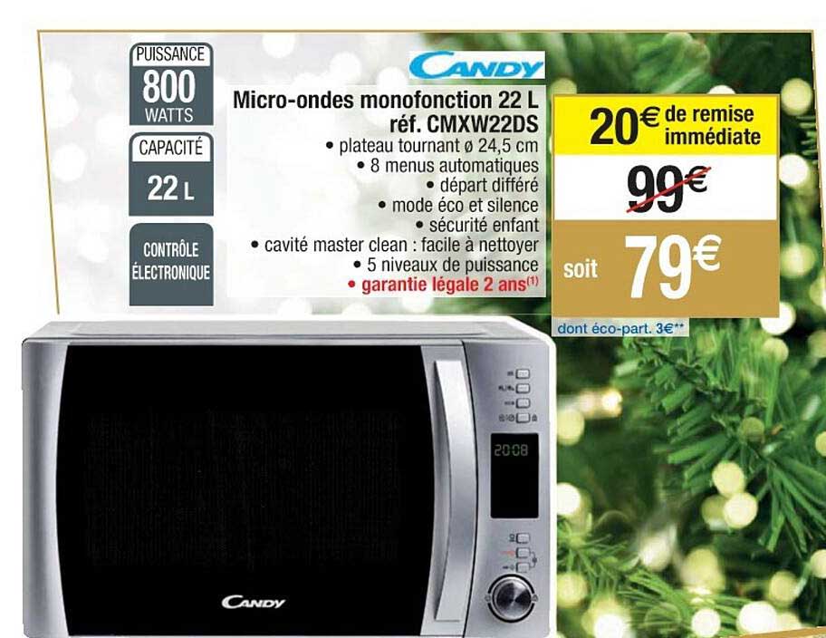 micro-ondes monofonction 22 l réf. cmxw22ds candy