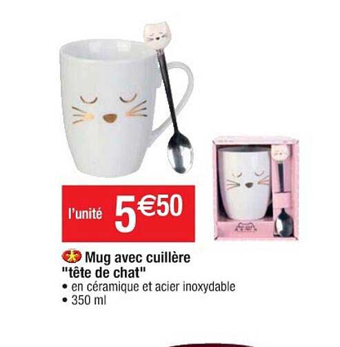Mug Avec Cuillère "tête De Chat"