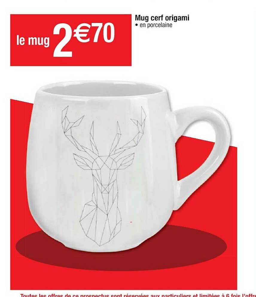 mug cerf origami