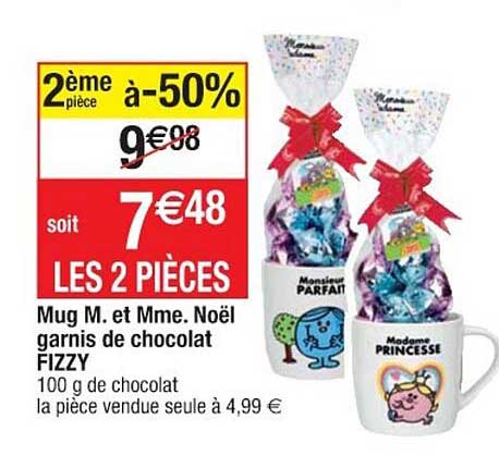 mug m. et mme. noël garnis de chocolat fizzy