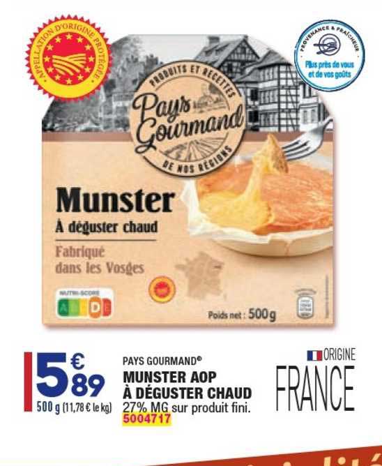Munster Aop à Déguster Chaud Pays Gourmand