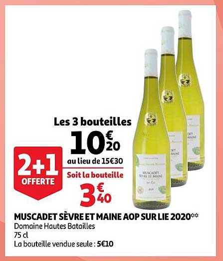 muscadet sèvre et maine aop sur lie 2020 domaine hautes batailles