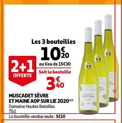 muscadet sèvre et maine aop sur lie 2020 domaine hautes batailles