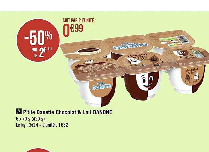 p'tite danette chocolat & lait danone