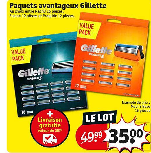 paquets avantageux gillette
