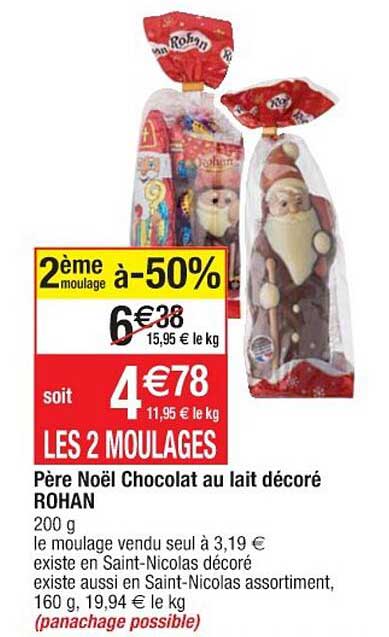 Père Noël Chocolat Au Lait Décoré Rohan