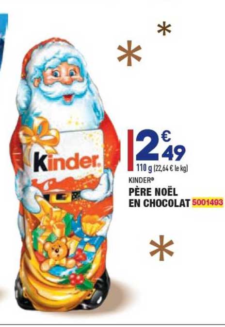 père noël en chocolat kinder
