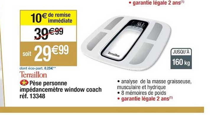 pèse personne impédancemètre window coach teraillon réf. 13348