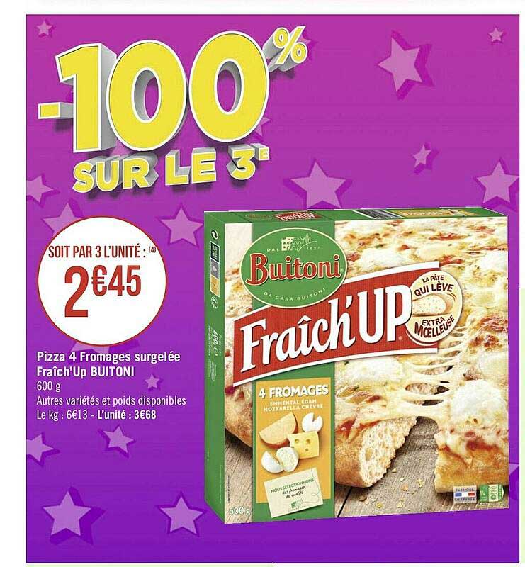 pizza 4 fromages surgelée fraîch'up buitoni