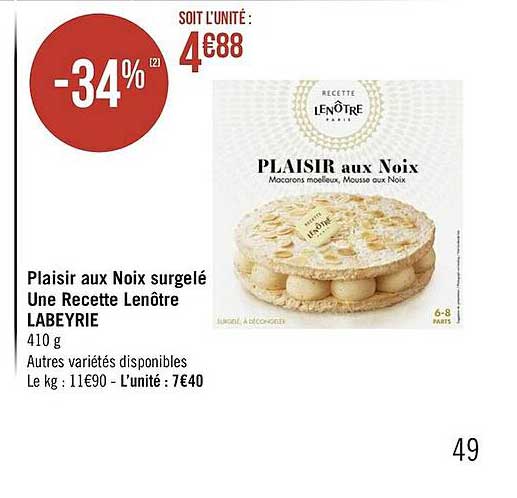 plaisir aux noix surgelé une recette lenôtre labeyrie