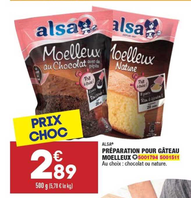 préparation poru gâteau moelleux alsa
