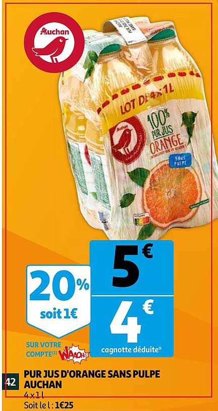 Pur Jus D'orange Sans Pulpe Auchan