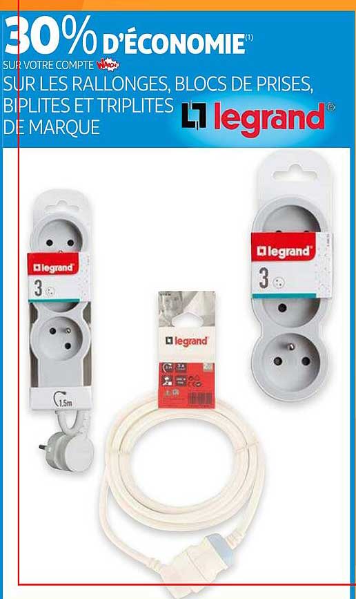 rallonges, blocs de prises, biplites et triplites de marque legrand
