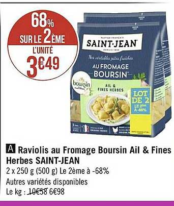 raviolis au fromage boursin ail & fines herbes saint-jean