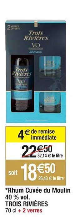 rhum cuvée du moulin 40% vol. trois rivières