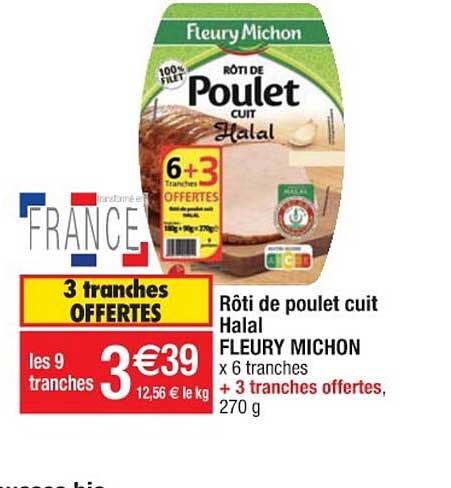 Rôti De Poulet Cuit Halal Fleury Michon
