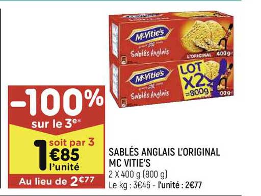 sablés anglais l'original mc vitie's