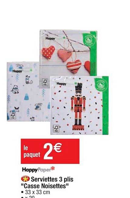 serviettes 3 plis "casse noisettes"