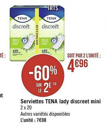 Serviettes Tena Lady Discreet Mini