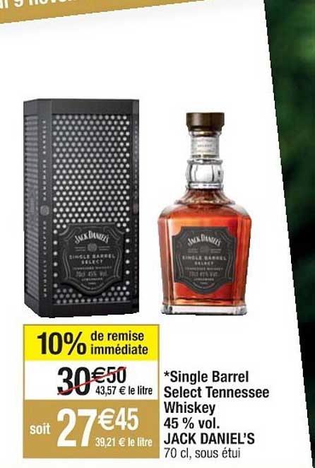 single barrel select tennessee whiskey 45% vol. jack daniel's
