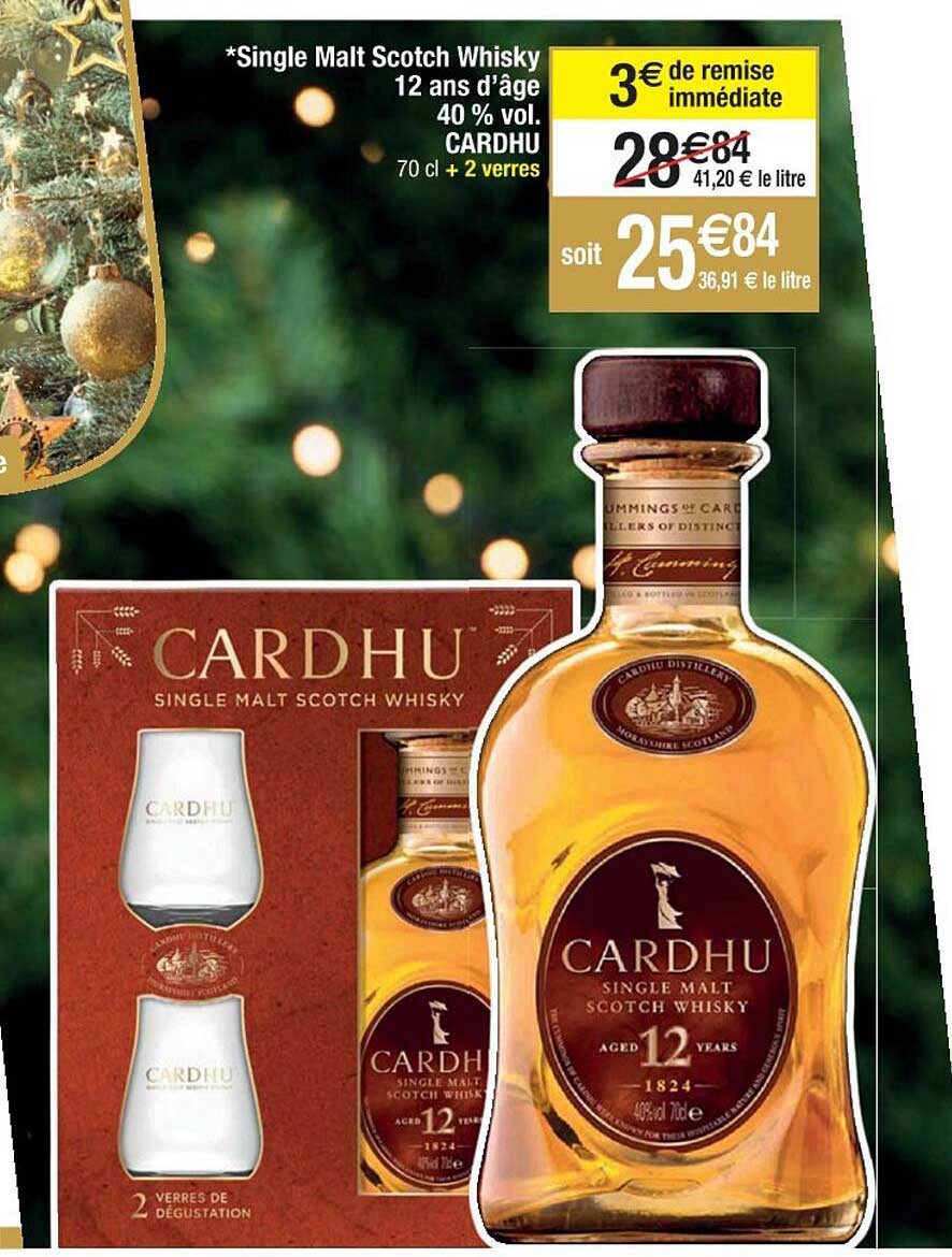 single malt scotch whisky 12 ans d'âge 40% vol. cardhu