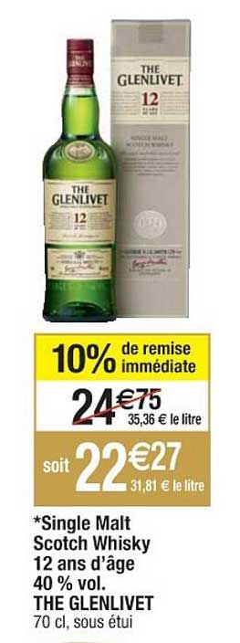 single malt scotch whisky 12 ans d'âge 40% vol. the glenlivet