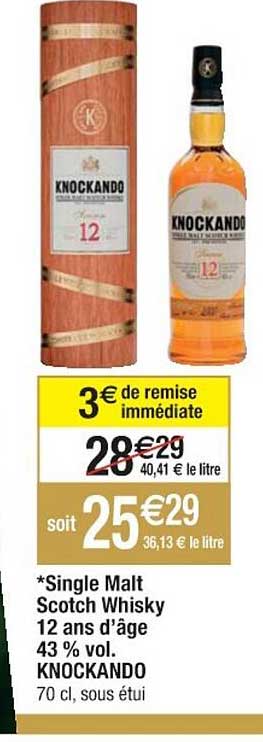 single malt scotch whisky 12 ans d'âge 43% vol. knockando