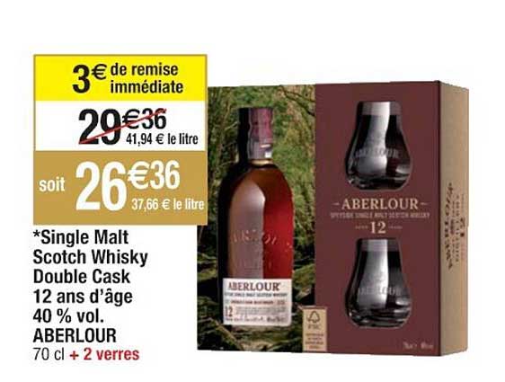 single malt scotch whisky double cask 12 ans d'âge 40% vol. aberlour