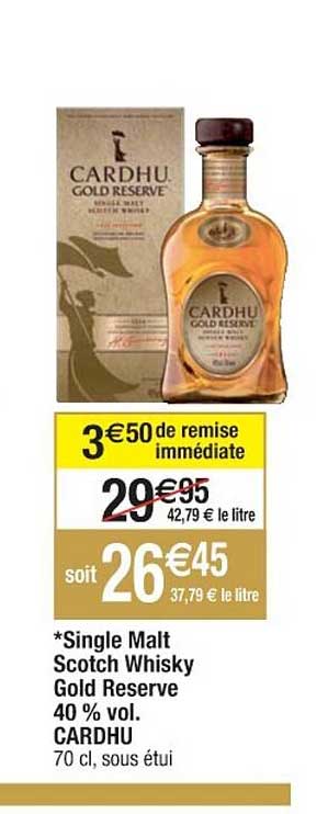 single malt scotch whisky gold reserve 40% vol. cardhu