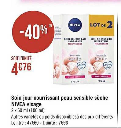 soin jour nourrissant peau sensible sèche nivea visage