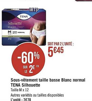 sous-vêtement taille basse blanc normal tena silhouette