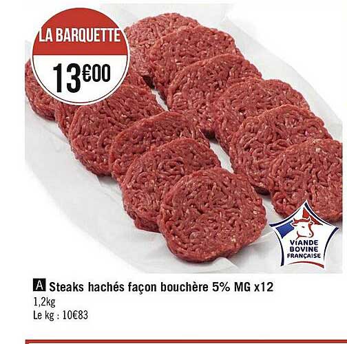 steaks hachés façon bouchère 5% mg x12