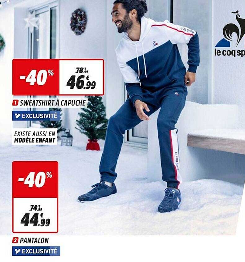sweatshirt à capuche, pantalon le coq sportif