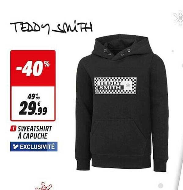 sweatshirt à capuche teddy smith