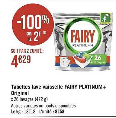 Tablettes Lave Vaisselle Fairy Platinum+ Original