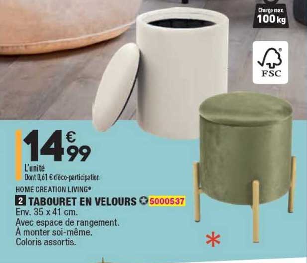 Tabouret En Velours Home Creation Living