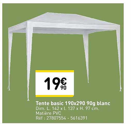 tente basic 190 x 290 90g blanc
