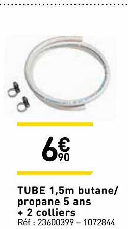 tube 1,5 m butane - propane 5 ans + 2 colliers